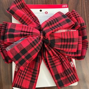 Red Black Plaid Christmas Bow,Christmas Tree Topper Bow,Christmas Bowknot Orname